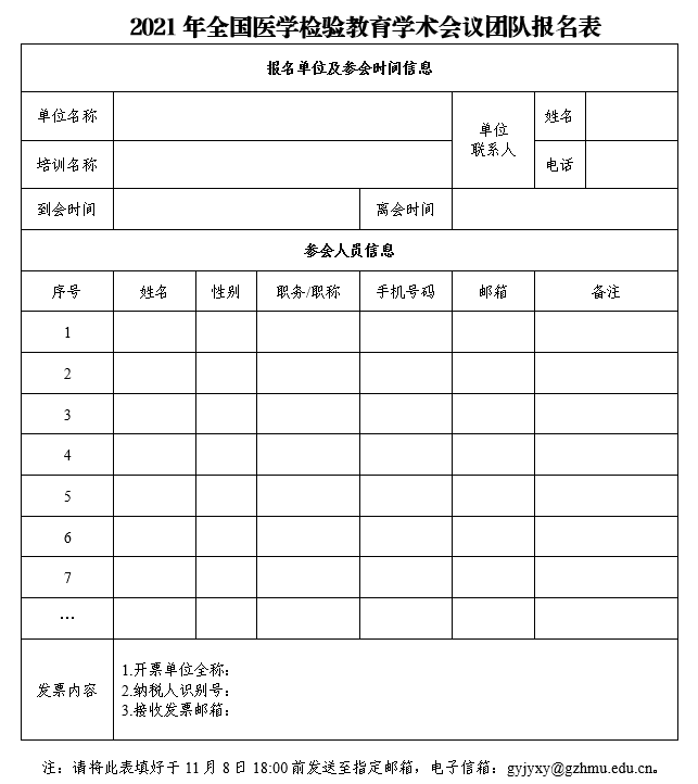 2021年全国医学检验教育学术会议团队报名