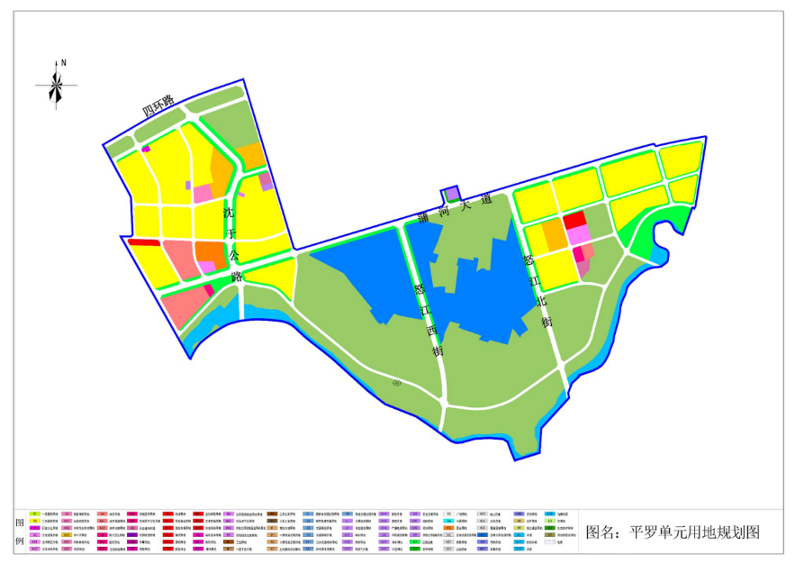 城市建设用地:单元内规划城市建设用地以居住用地,公共管理与公共