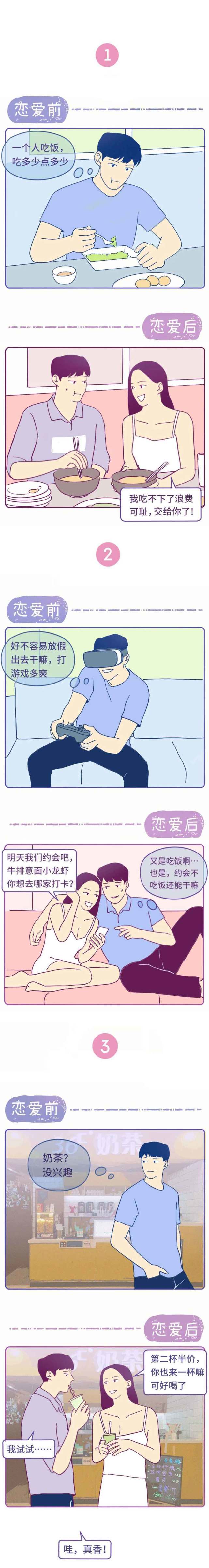 漫画男人恋爱前vs恋爱后看完想说还是单身好