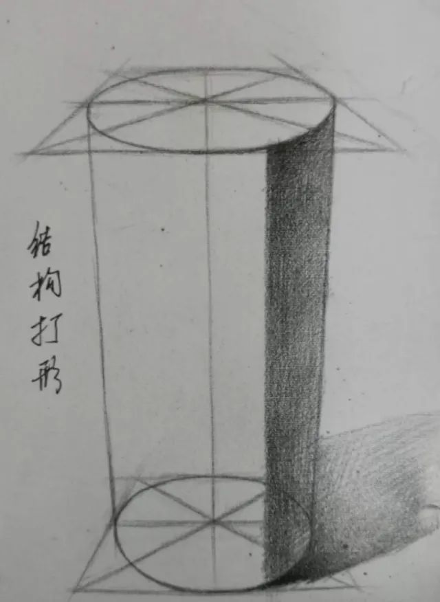 素描几何体:圆柱体的画法