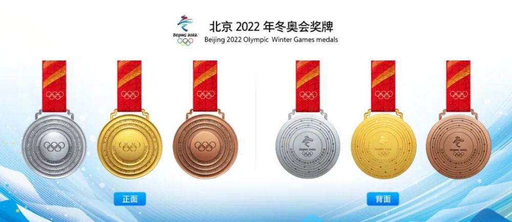 奖牌背面中心刻有北京冬奥会会徽,周围刻有北京2022年冬奥会中文全称