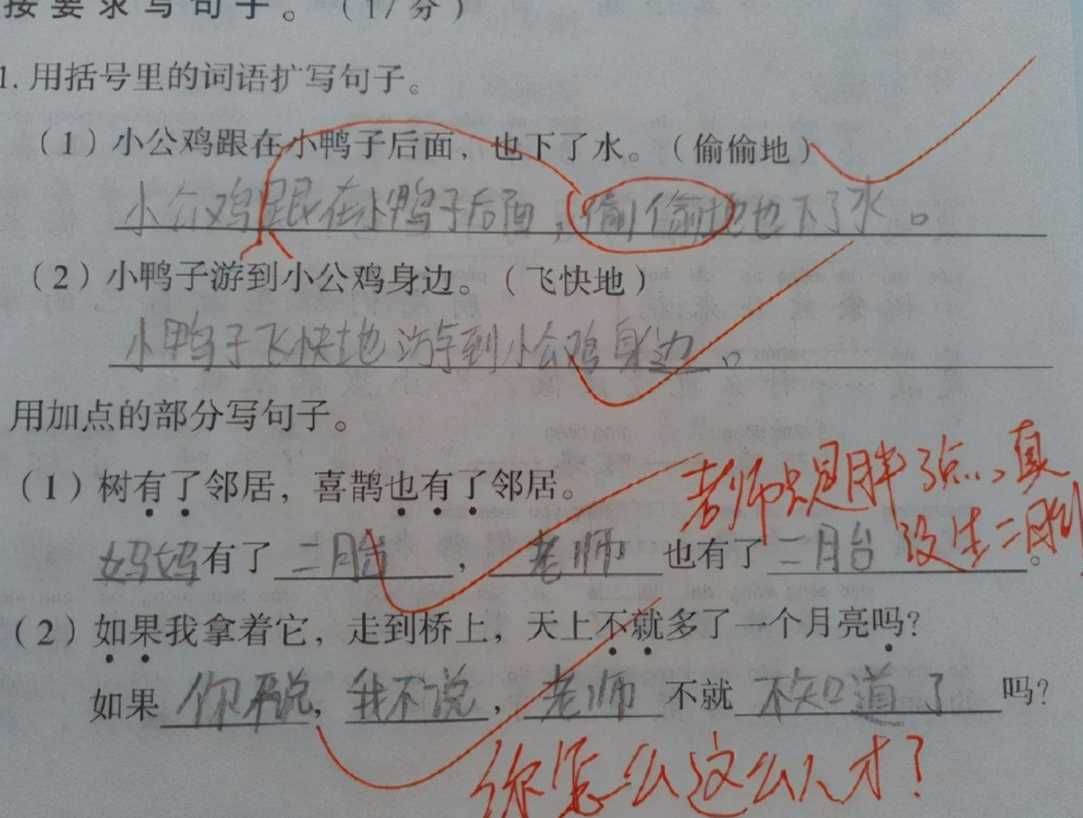 小学生奇葩造句答案不对读起来却很通顺把老师都气笑了