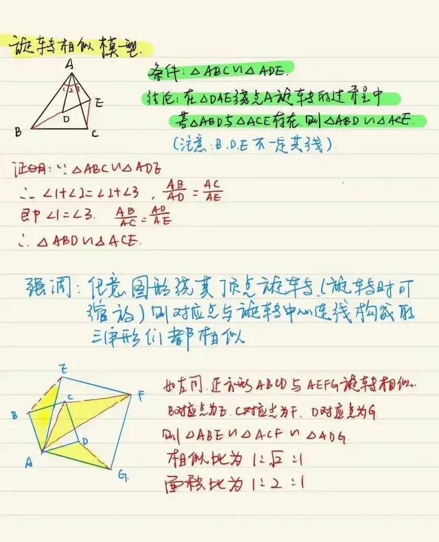 初中数学手写版三角形几何模型汇总