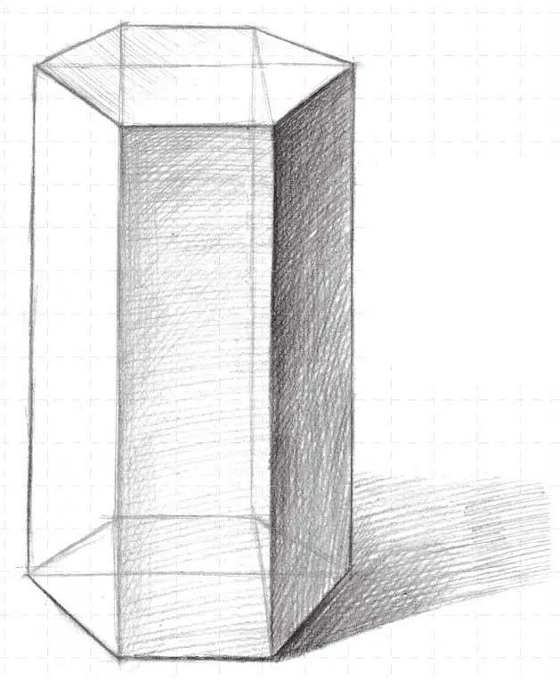 教你学画画石膏几何体六棱柱素描教程