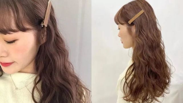 4,亚麻棕暖色系的棕,永远不过时的颜色染完就是韩系女艺人很活泼的