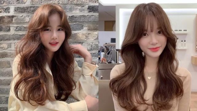 4,亚麻棕暖色系的棕,永远不过时的颜色染完就是韩系女艺人很活泼的