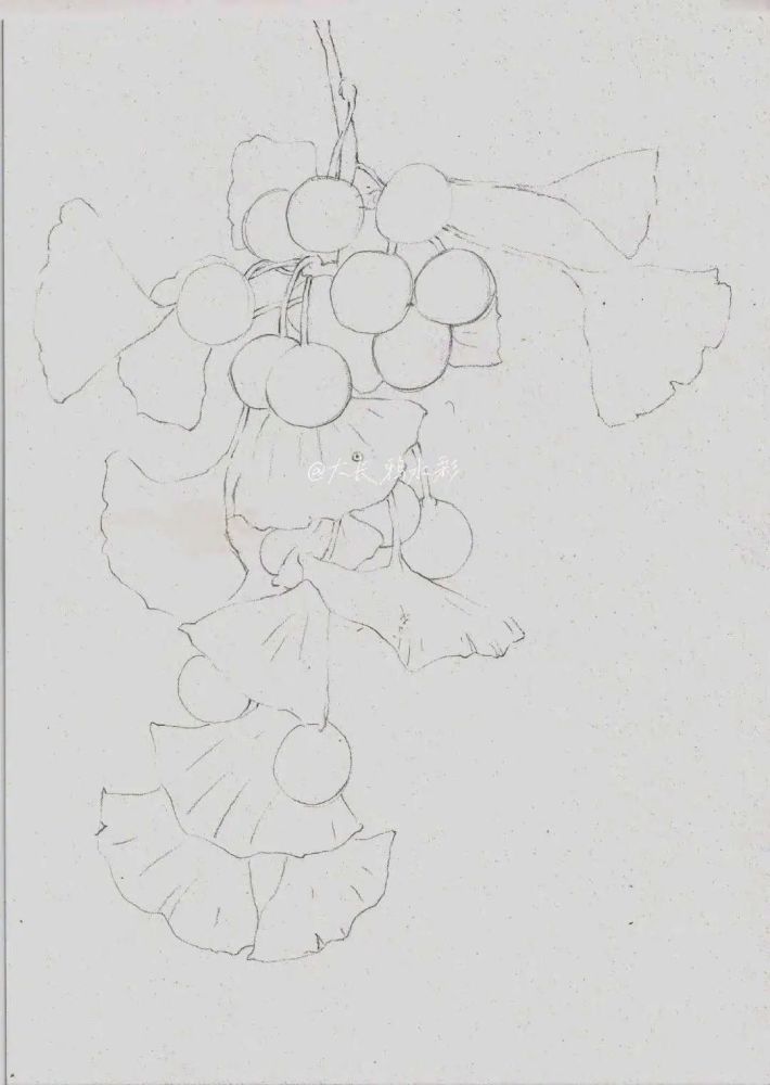水彩银杏绘画过程,画师大长鸦