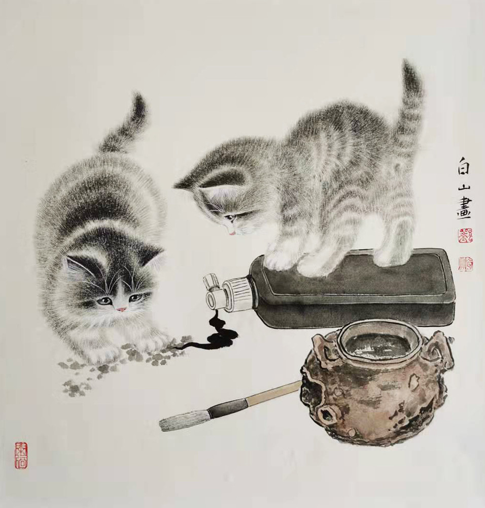自古至今画猫的很多,有建树的画家却无几人,观近代画猫者多画刘奎龄