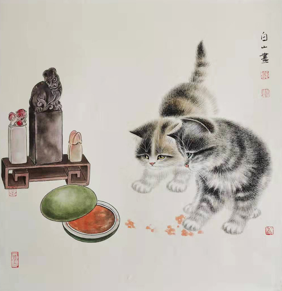 "当代美术人物"刘白山画猫,画心中所画,画心中所想