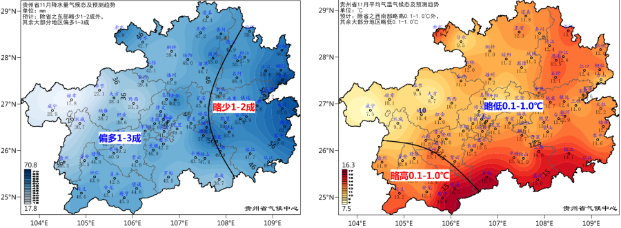 贵州11月气候趋势预测将有3次降温降水