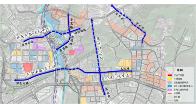 东延,环仓北路东延,太白路西延,宝安路北延,洪湖西路北延,布吉南环路