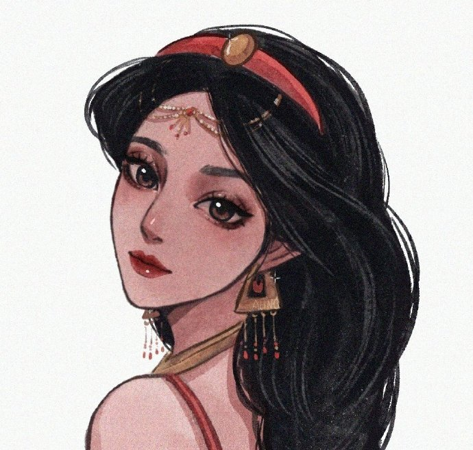 水彩插画迪士尼公主,铃儿_aling