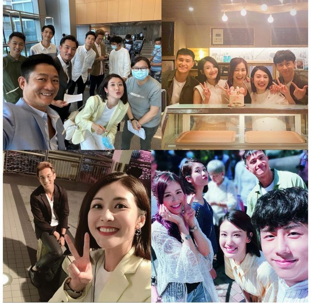邓佩仪在instagram发布了一张四合一的大图,展现了她与谭俊彦,刘佩玥