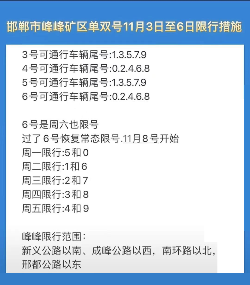 峰峰明日起开始实行单双号限行