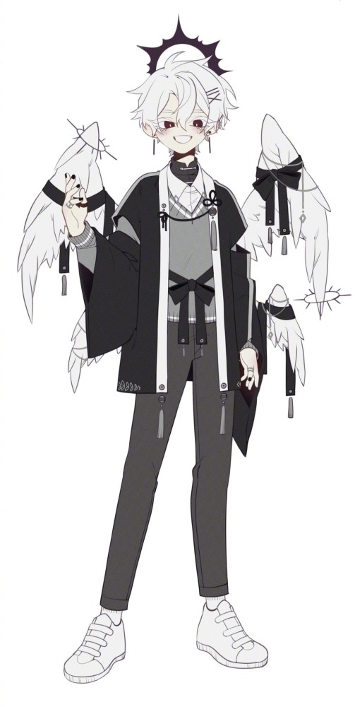 外国画师二次元角色设计拉小提琴的狼人少年神话里的阿努比斯