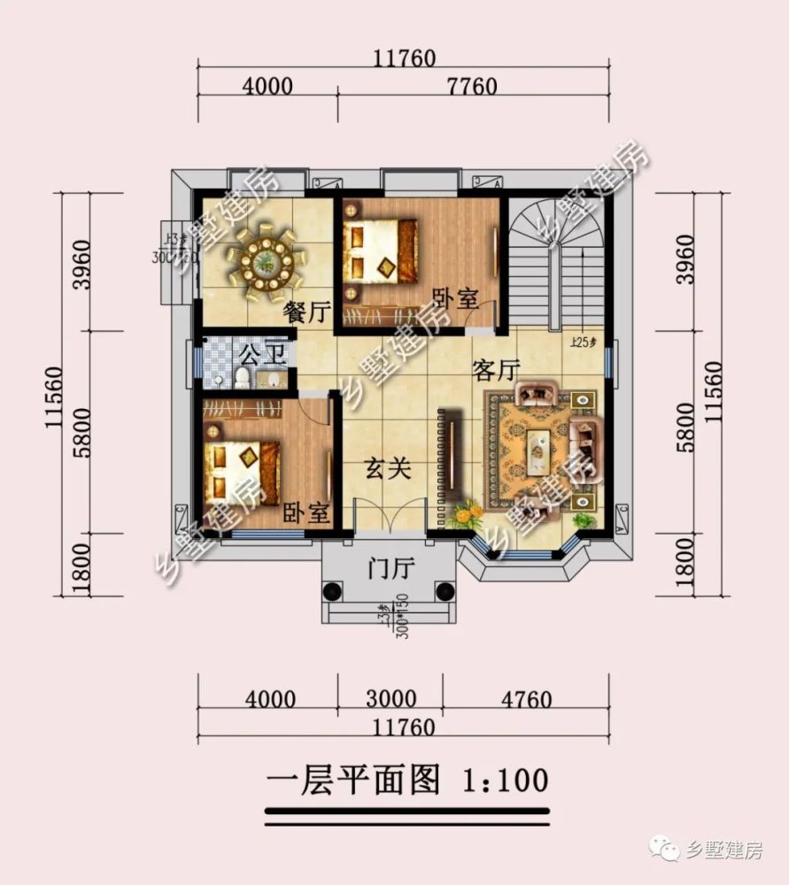 76x11.56米,造价26万,经济农村精致小二层