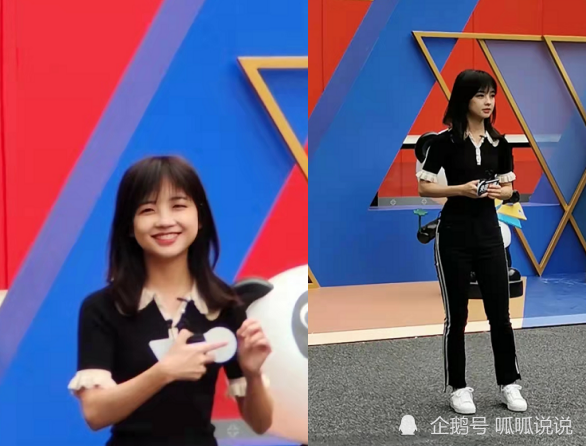 依旧是那熟悉的齐肩短发,王冰冰身穿一件黑色蕾丝边