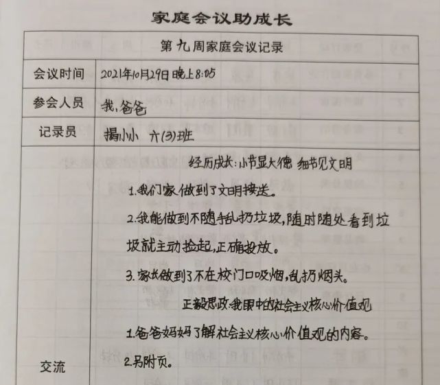 小节显大德 细节见文明第九周19:30家庭会议时间,我们交流的主题就是