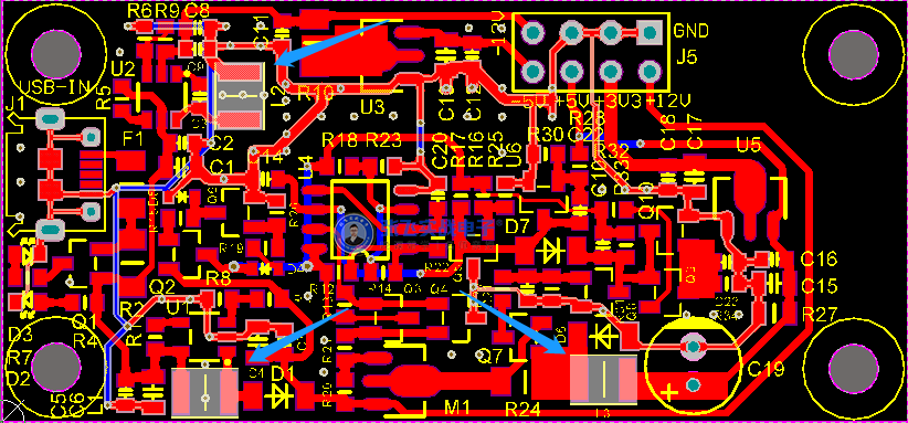 usb多路输出电源pcblayout