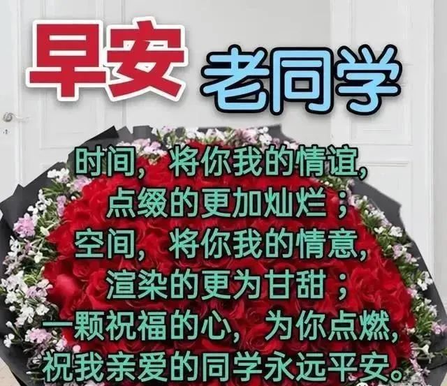 8张创意好看的老同学早上好祝福图片带字温馨免打字就可以聊天的老