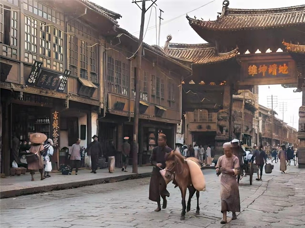 老照片1940年西南重要城市昆明街头的珍贵历史画面