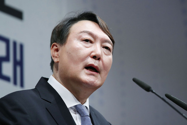 当地时间2021年6月29日,韩国首尔,尹锡悦召开记者会.
