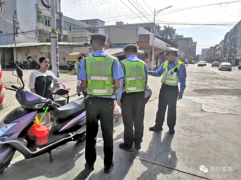 摩电整治直击潮阳交警部门到铜盂镇开展摩电交通违法整治行动