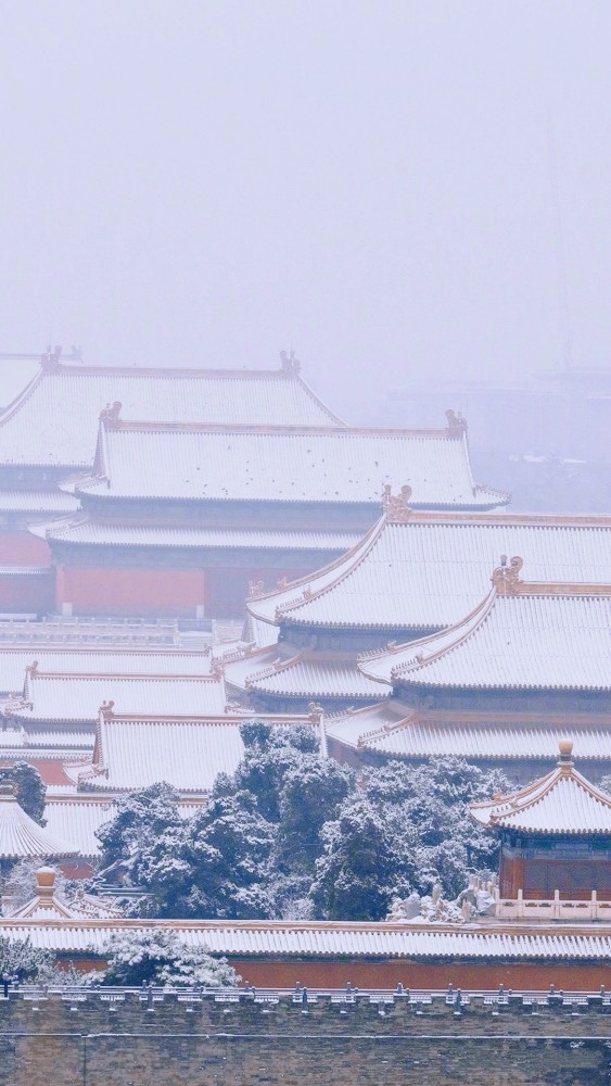 故宫雪景高清图白雪皑皑拂不去的黄瓦红墙的厚重一钟声敲响了紫禁城