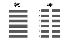 也就是,乾卦六个爻都是阳爻,如果六个阳爻都变成阴爻,就变成了纯阴卦