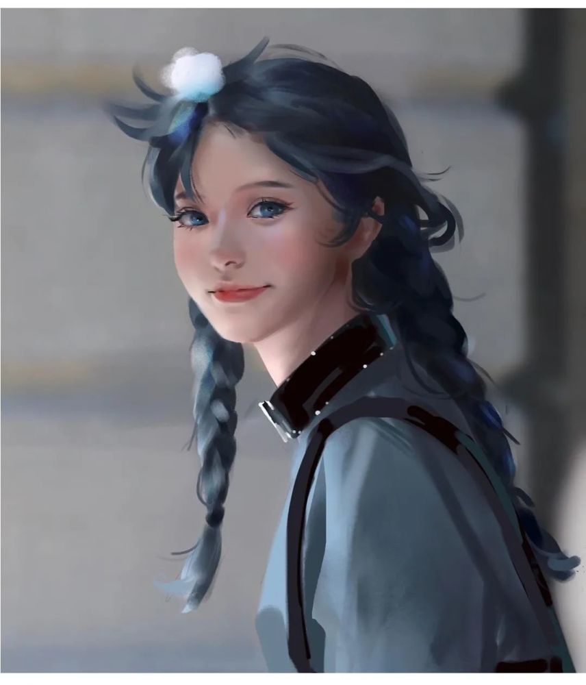 厚涂风格的绘画创作,唯美少女插画