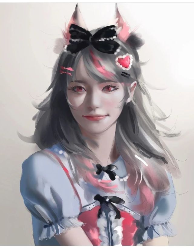 厚涂风格的绘画创作,唯美少女插画