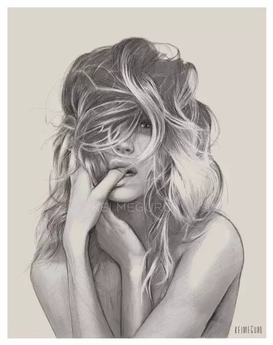 画画的女人都好有气质细腻美女素描水彩