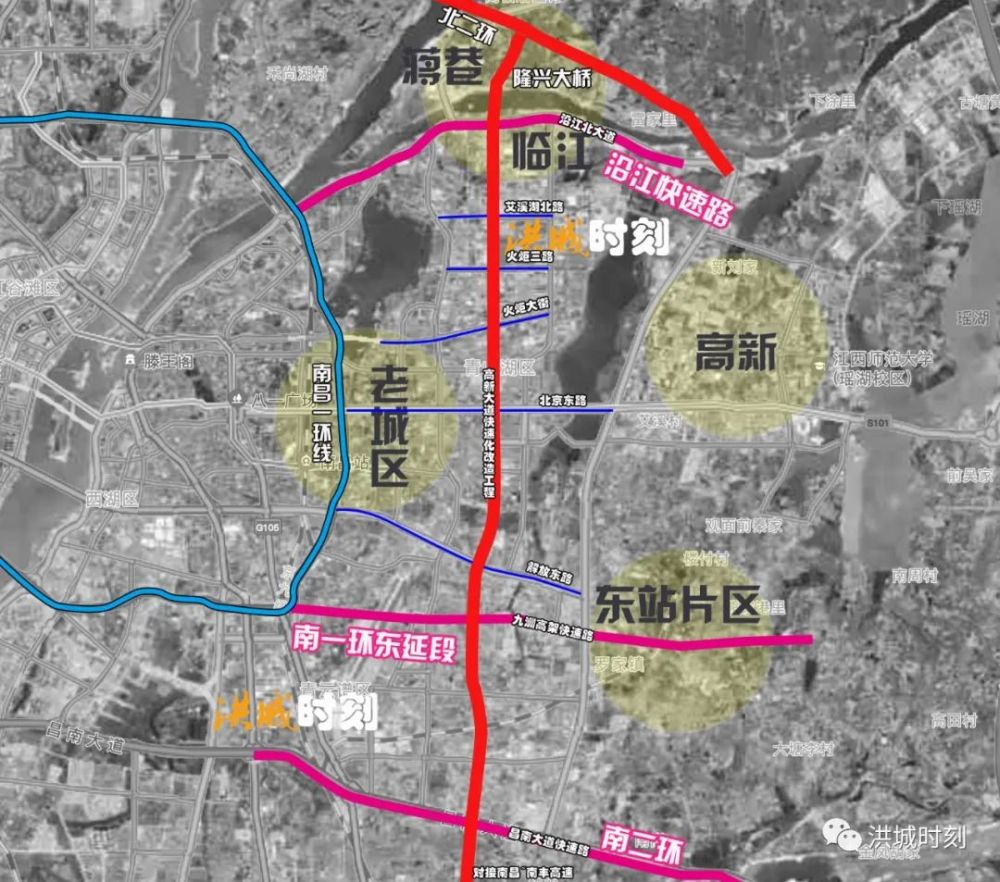 从区位看,高新大道快速路横跨了整个南昌主城区,北侧与北二环连接