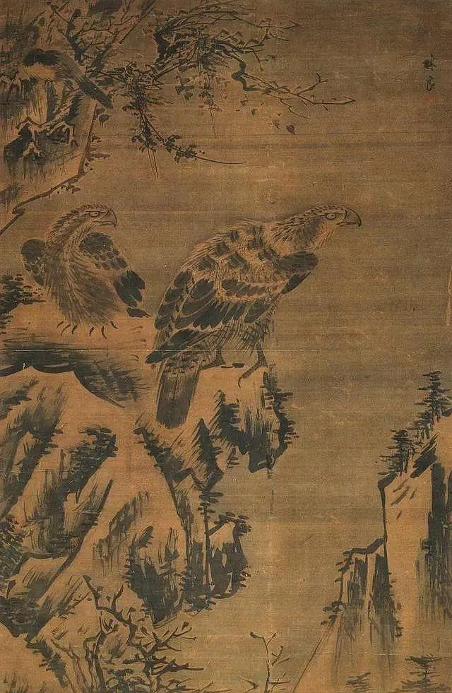 《双鹰图:开明代写意花鸟画之先河的林良之代表作