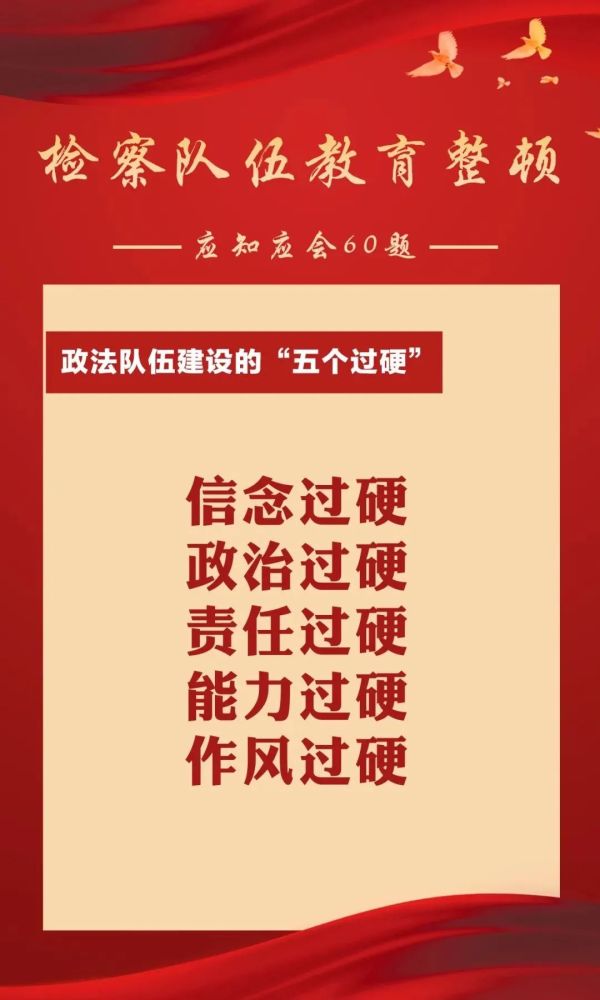 【检察队伍教育整顿】应知应会60题——政法队伍建设的"五个过硬"