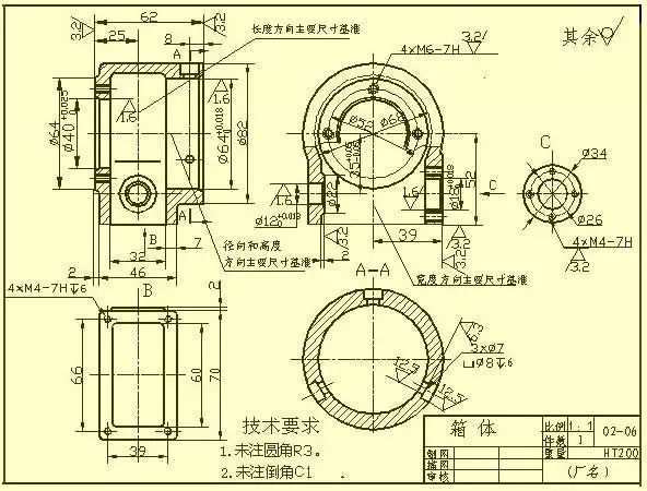 5和26.5等尺寸;再以右轴端为长度方向的辅助基,从而标注出轴的总长96.