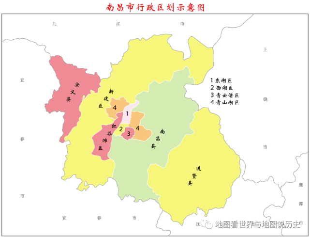 南昌市行政区划图南昌6区3县的地名来历