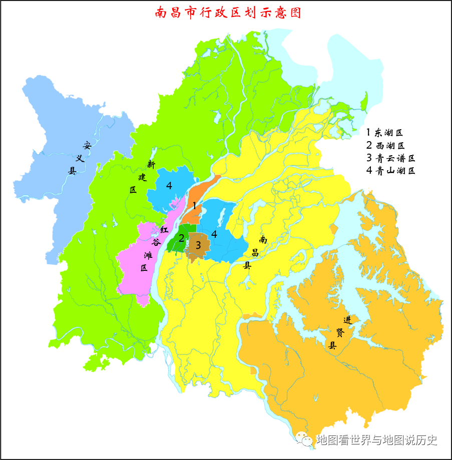 (东湖区,西湖区,青云谱区,青山湖区,新建区,红谷滩区)和3个县(南昌县