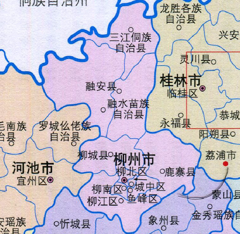 柳州人口分布图:柳南区61.79万,融安县25.34万