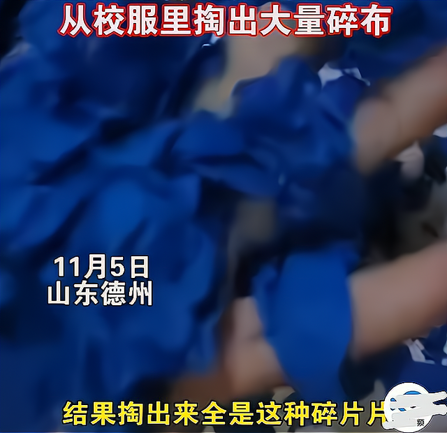 山东德州:一家长为孩子修校服,结果掏出大量碎物片