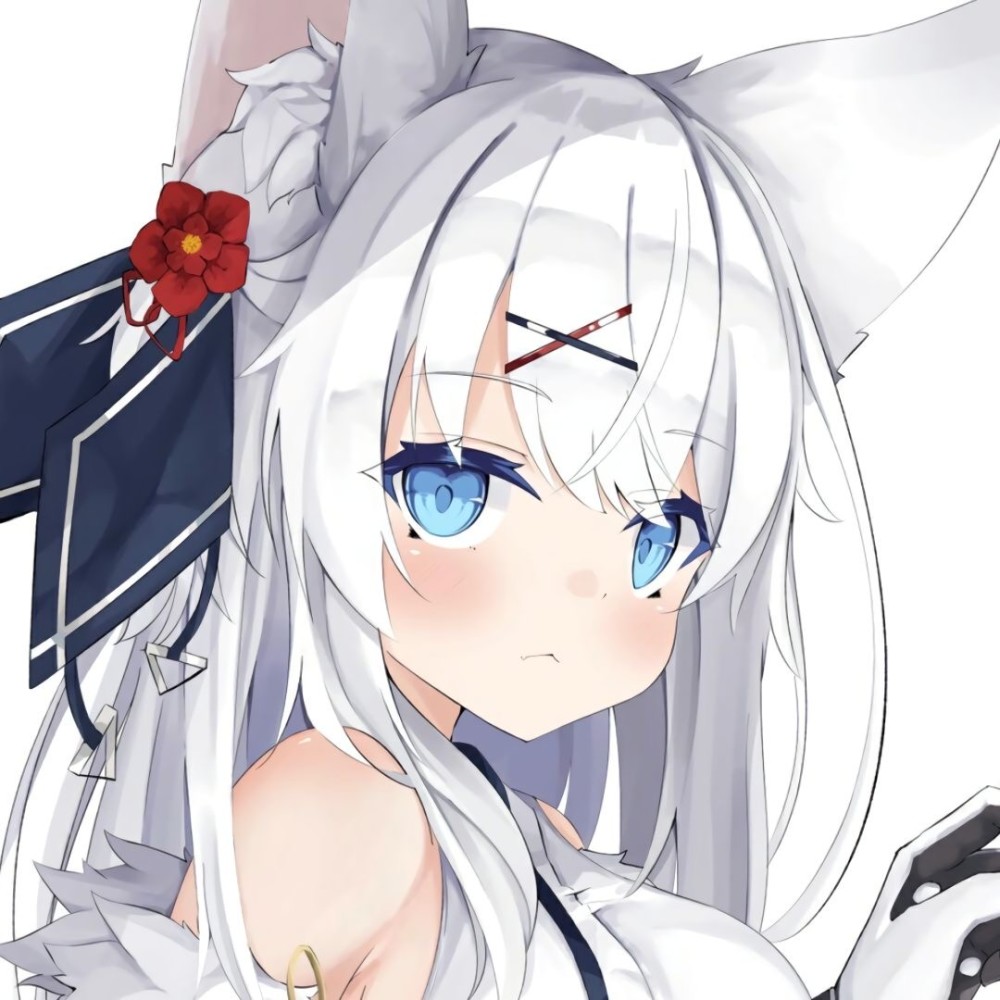 动漫女生头像:白色系超可爱猫耳萝莉动漫女生头像,专属白毛控