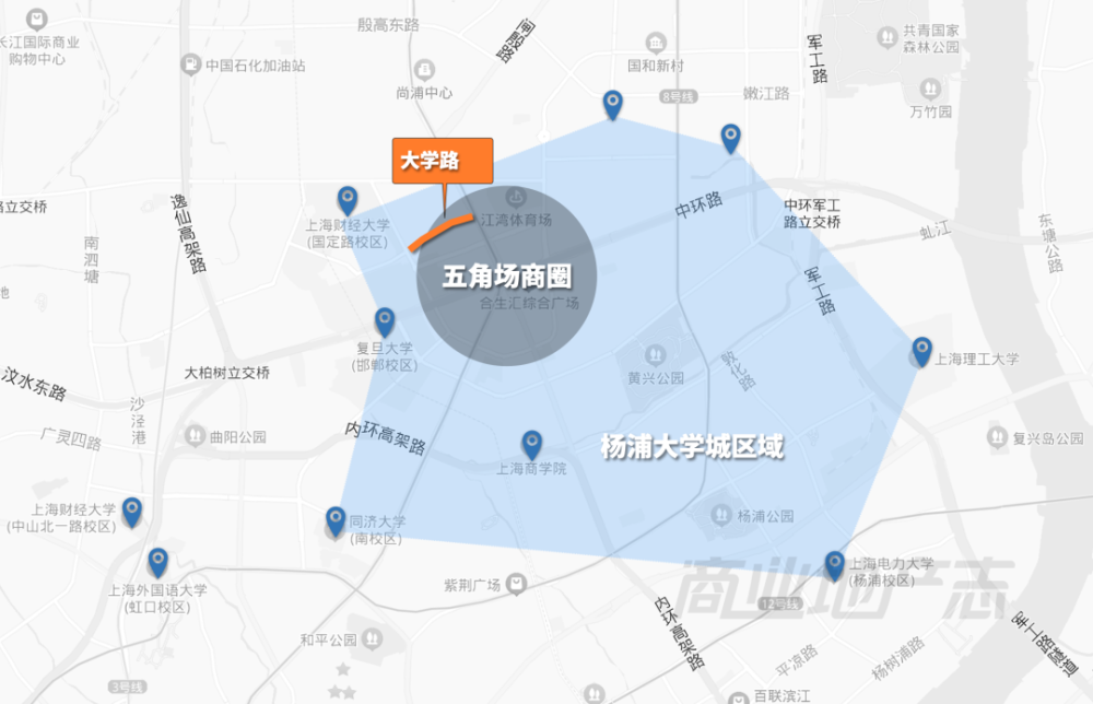 个基础了解:大学路是一条大致为东西走向的小马路,位于上海杨浦大学城