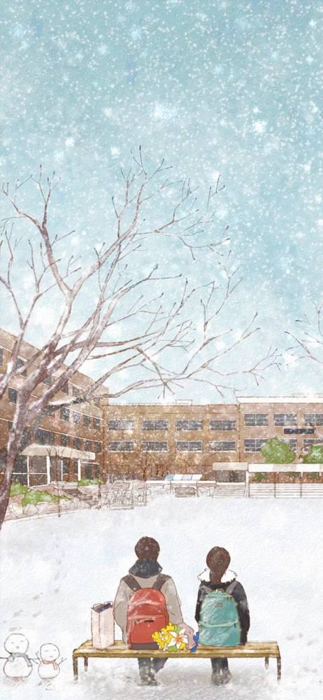 画中的雪世界温暖冬日卡通背景壁纸