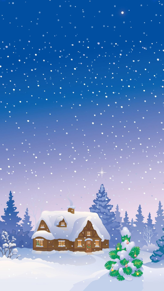 画中的雪世界,温暖冬日卡通背景壁纸