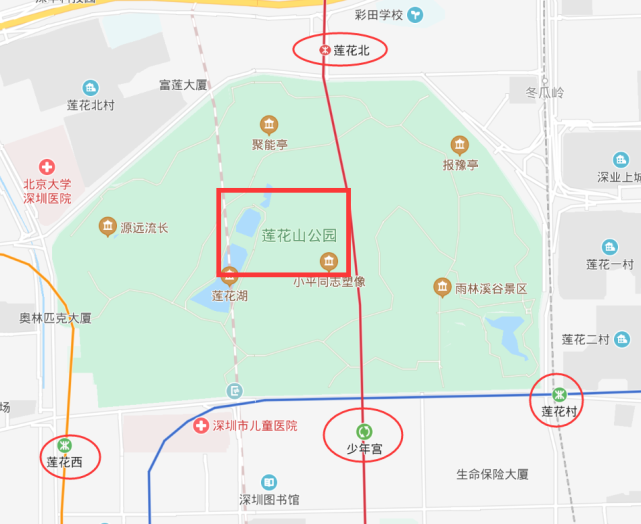 少年宫站:地铁3,4号线莲花西站:地铁2号线莲花北站:地铁4号线莲花村站