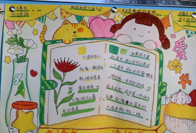 精心设计手抄报版面,创作出了一幅幅内容丰富,形式多样的读书手抄报