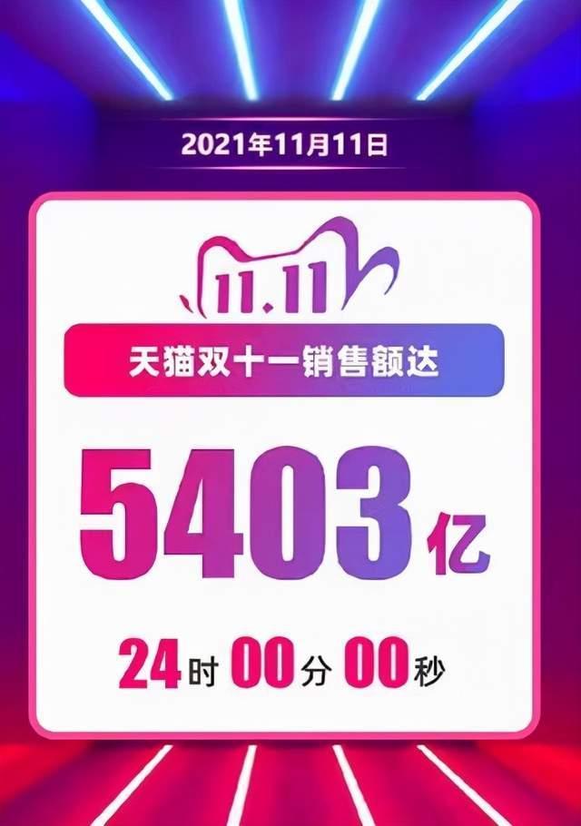 取消往年交易数字大屏,2021天猫双11最后一刻公布总交易额:5403亿!