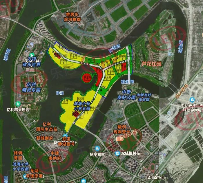 最新天津生态城近400公顷片区规划调整含滨海小外小学五部地块