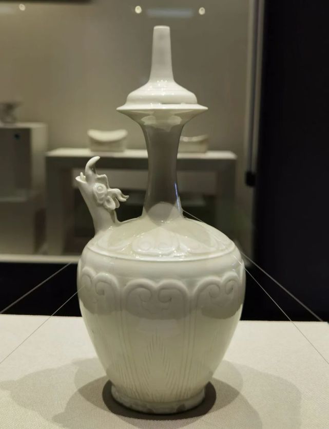 宋官窑天青釉刻划缠龙纹竹节扁肚瓶古董瓷器古玩古瓷器收藏