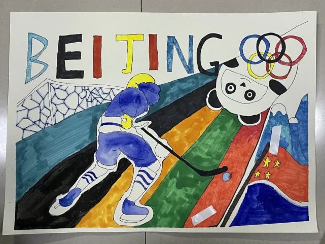 winter绘画作品随着2022年北京冬奥会日益临近,为营造良好运动氛围